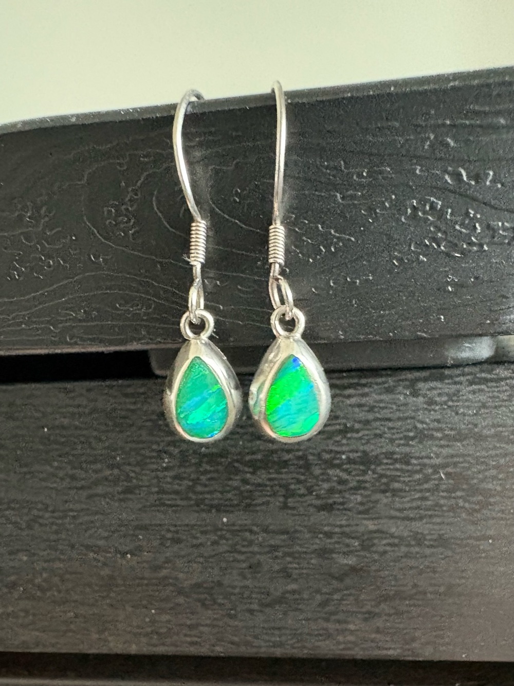 Vintage Silver Mexico Fire Opal Earrings - Picture 2 of 5
